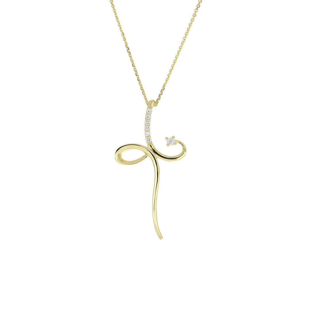 igold - Collana con Croce Stilizzata in Oro 375% 9kt con Zirconi