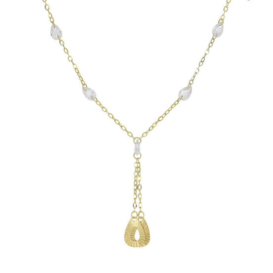 igold - Collana con Cristalli Trasparenti e Pendenti a Goccia in Oro Giallo 9 kt