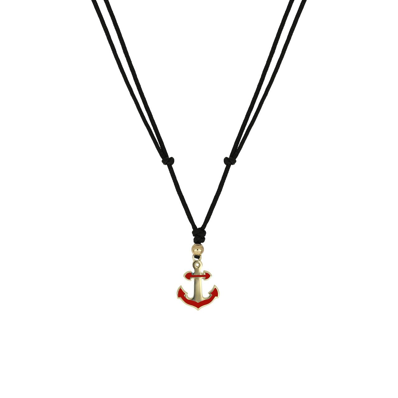 igold - Collana con Ancora Smaltata in Oro 375% 9kt su Cordino