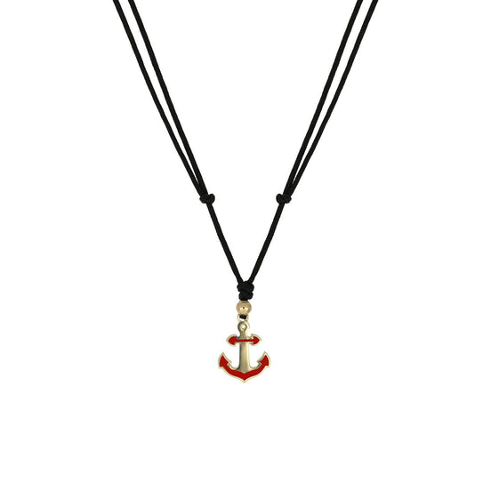 igold - Collana con Ancora Smaltata in Oro 375% 9kt su Cordino