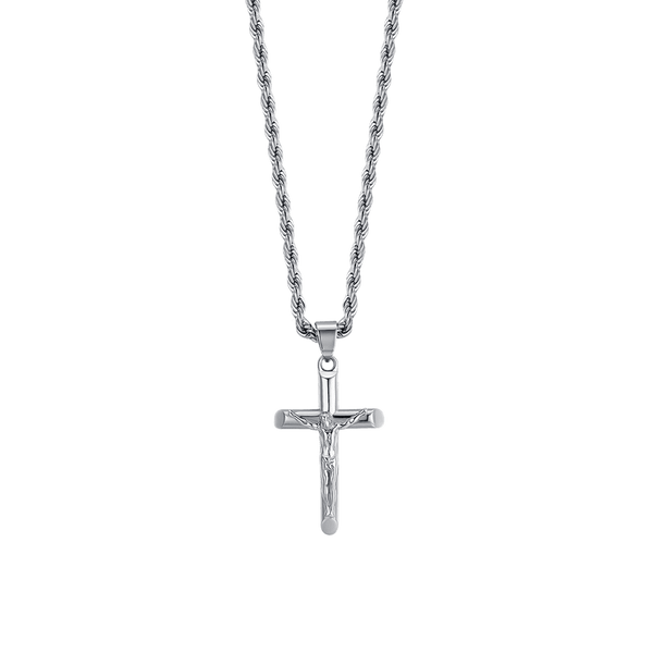 luca barra - COLLANA UOMO IN ACCIAIO CON CROCIFISSO