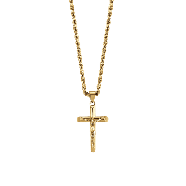 luca barra - COLLANA UOMO IN ACCIAIO CON CROCIFISSO