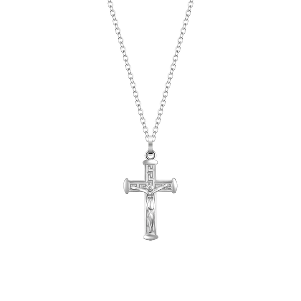 luca barra - COLLANA UOMO IN ACCIAIO CON CROCIFISSO