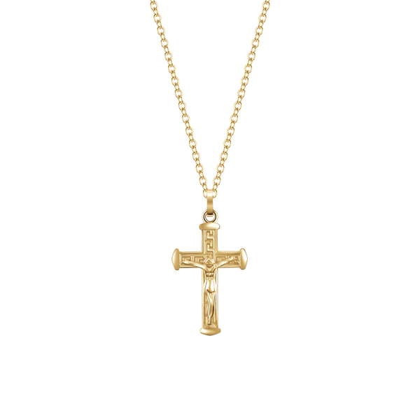 luca barra - COLLANA UOMO IN ACCIAIO E IP GOLD CON CROCIFISSO IP GOLD