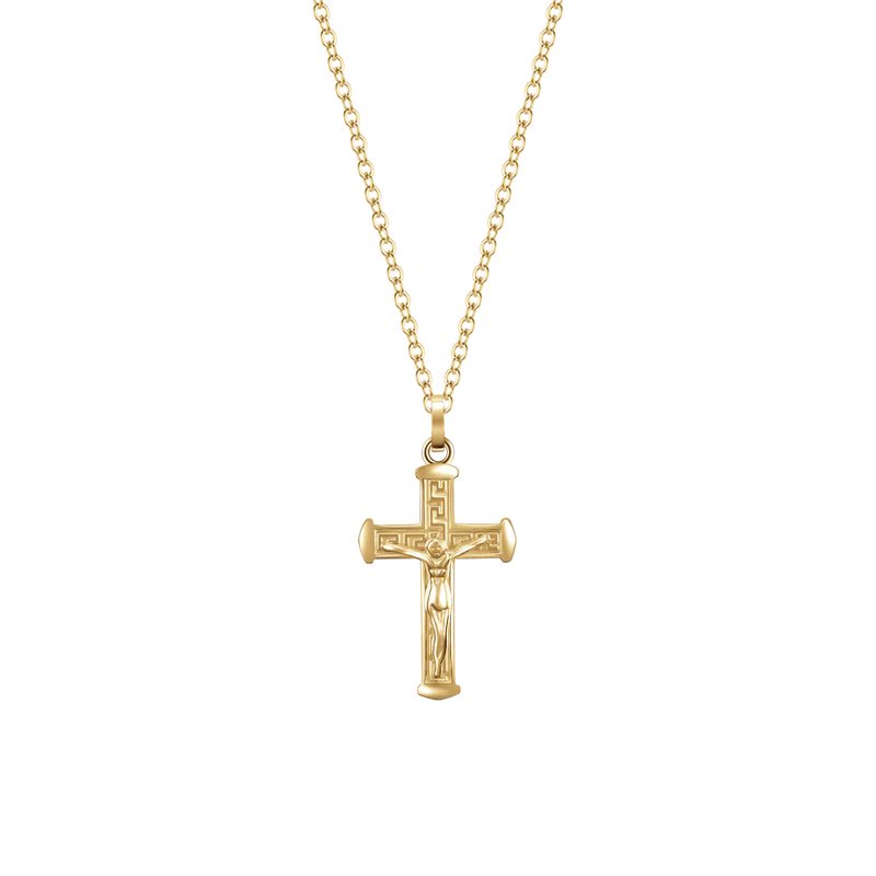 luca barra - COLLANA UOMO IN ACCIAIO E IP GOLD CON CROCIFISSO IP GOLD