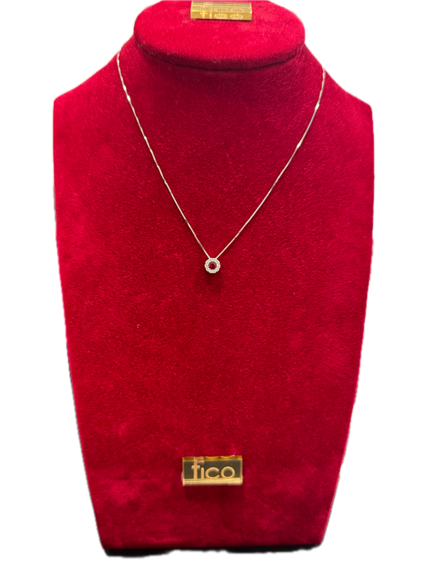Fico Gioielli - Collana pendente in oro con rubino e diamanti