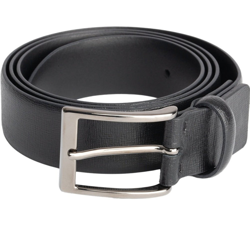 Cintura da uomo in pelle saffiano nero, Gerba. CG001B