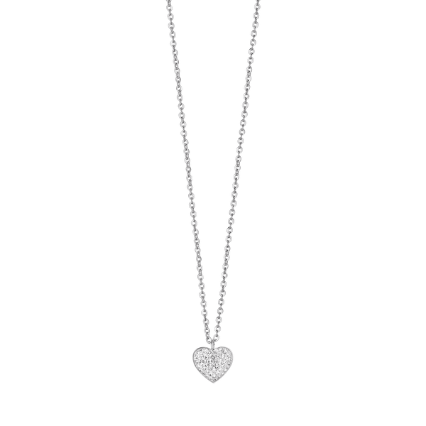 luca barra - COLLANA DONNA IN ACCIAIO CON CUORE E CRISTALLI BIANCHI