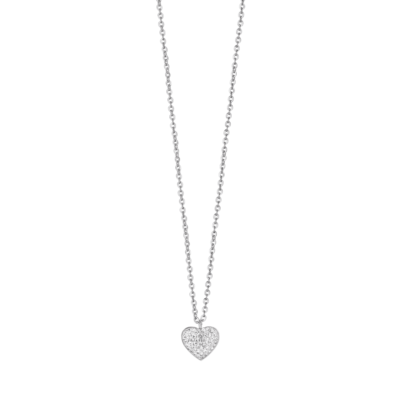 luca barra - COLLANA DONNA IN ACCIAIO CON CUORE E CRISTALLI BIANCHI