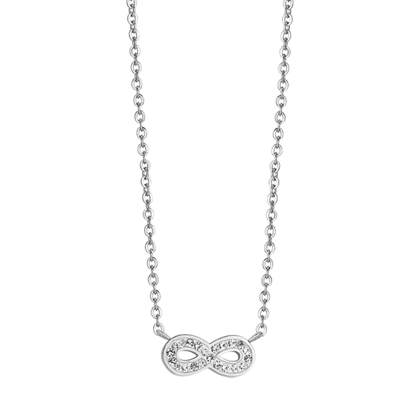 luca barra - COLLANA DONNA IN ACCIAIO CON INFINITO E CRISTALLI BIANCHI