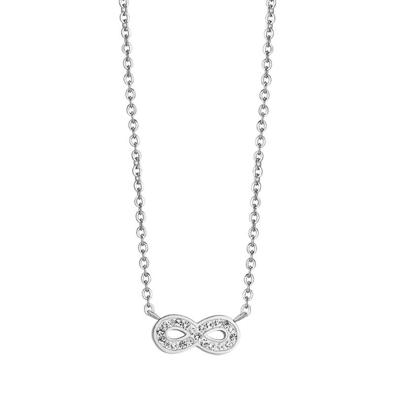 luca barra - COLLANA DONNA IN ACCIAIO CON INFINITO E CRISTALLI BIANCHI