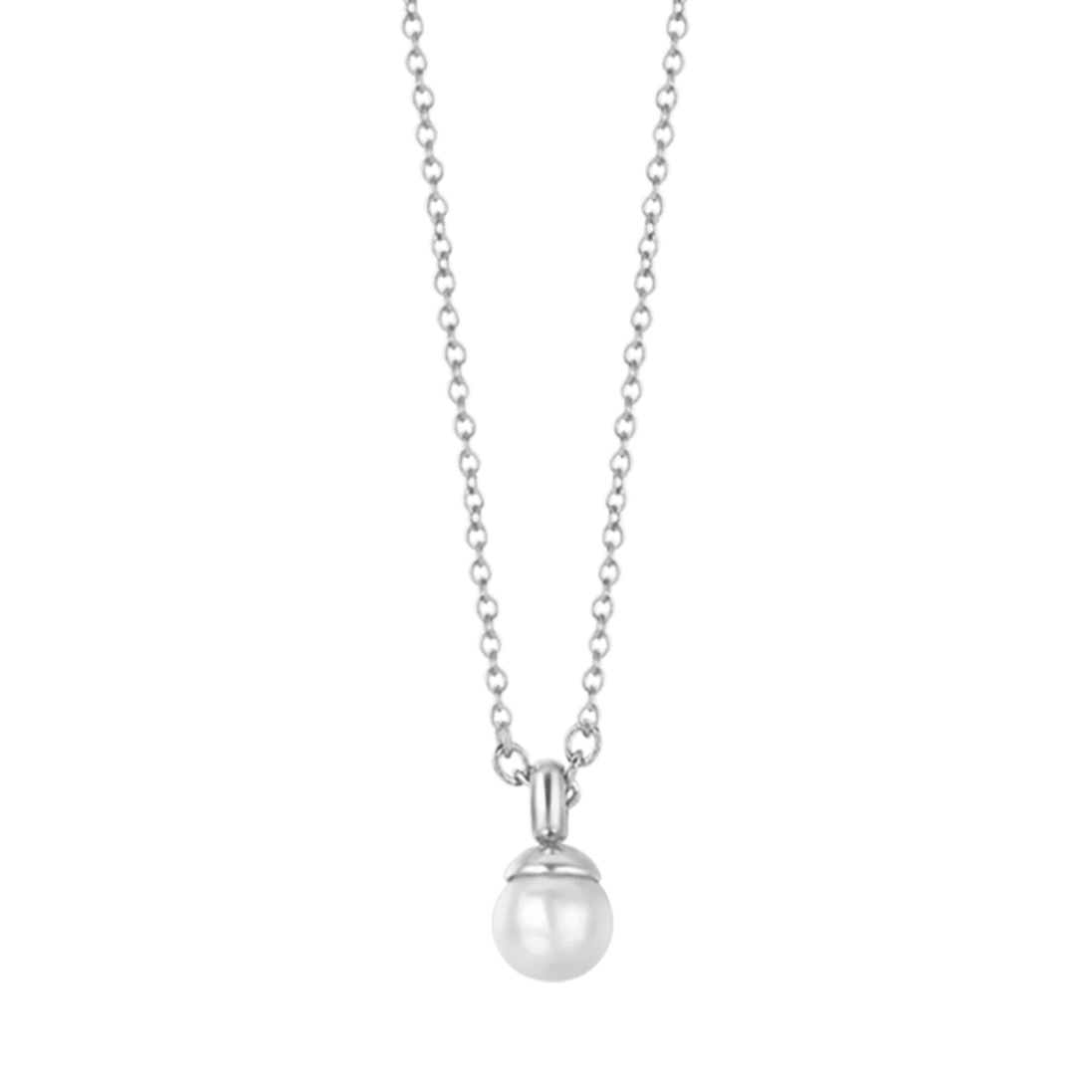 luca barra - COLLANA DONNA IN ACCIAIO CON PERLE DA 4MM