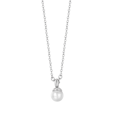 luca barra - COLLANA DONNA IN ACCIAIO CON PERLE DA 4MM