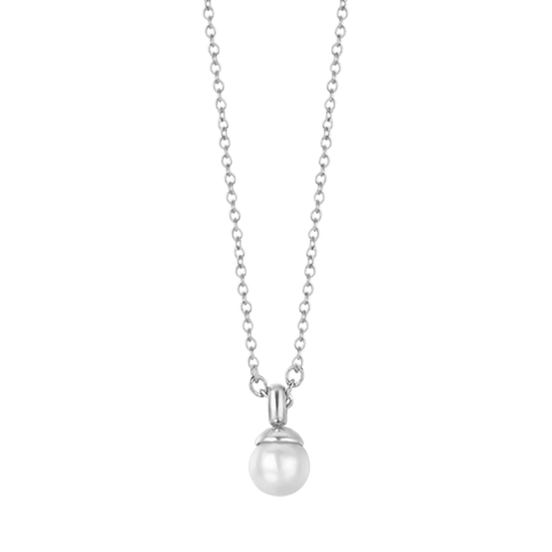 luca barra - COLLANA DONNA IN ACCIAIO CON PERLE DA 4MM