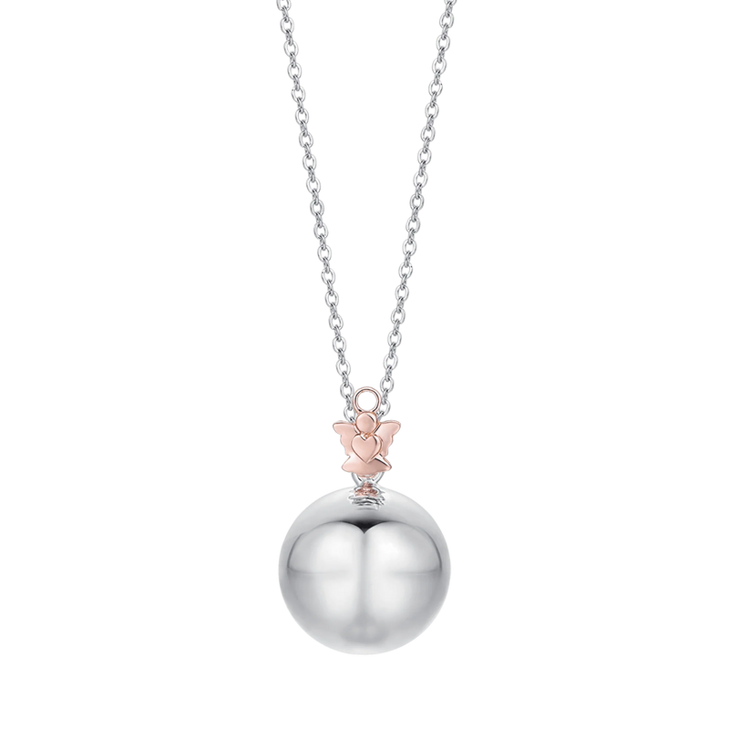 luca barra - COLLANA DONNA IN ACCIAIO CIONDOLO IN METALLO CON ANGELO IP ROSE