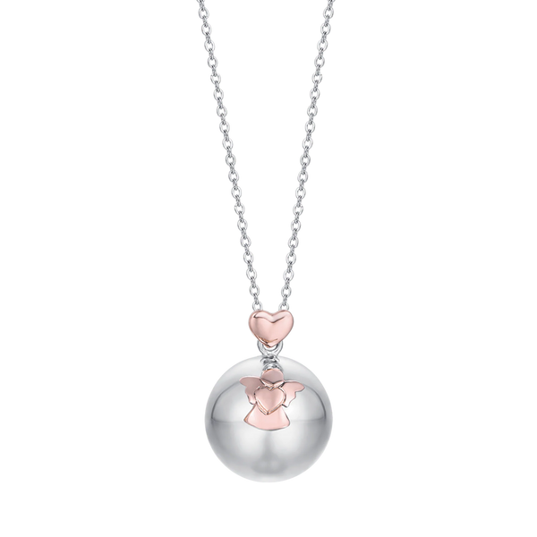 luca barra - COLLANA CHIAMA ANGELI IN ACCIAIO CIONDOLO IN METALLO CON ANGELO E CUORE