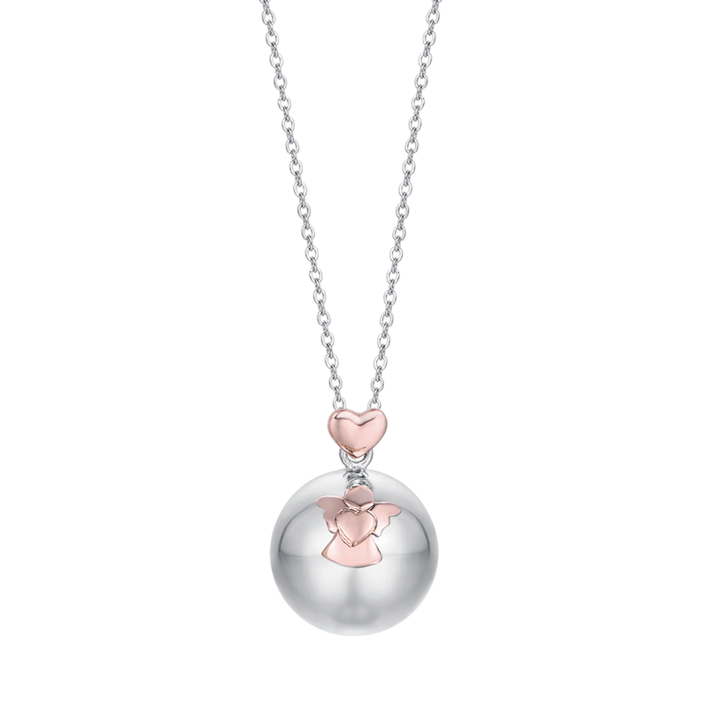 luca barra - COLLANA CHIAMA ANGELI IN ACCIAIO CIONDOLO IN METALLO CON ANGELO E CUORE