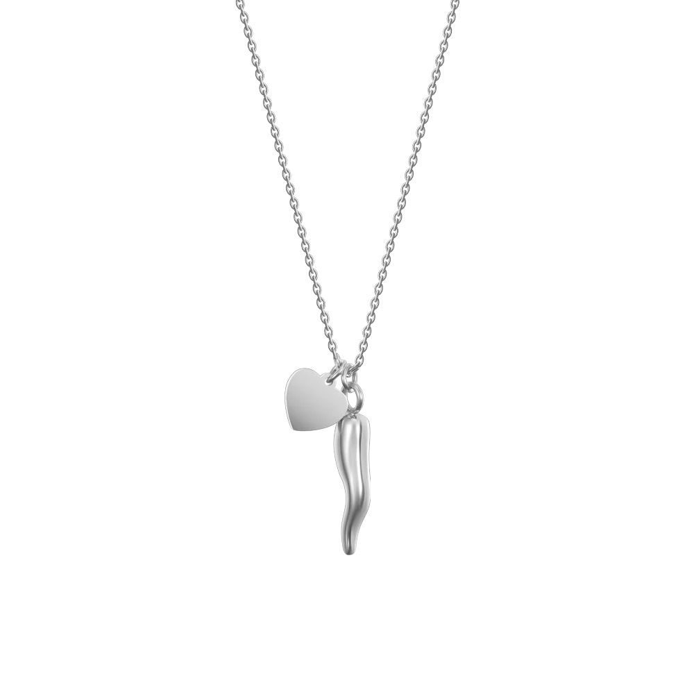 luca barra - COLLANA DONNA IN ACCIAIO CON CUORE E CORNO