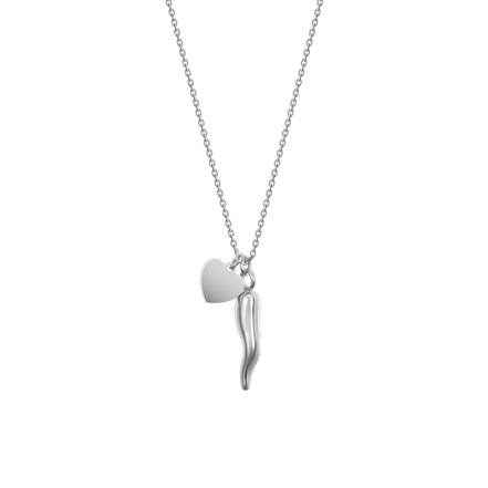 luca barra - COLLANA DONNA IN ACCIAIO CON CUORE E CORNO