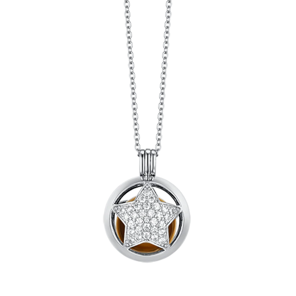 luca barra - COLLANA CHIAMA ANGELI IN ACCIAIO CON STELLA CON CRISTALLI BIANCHI