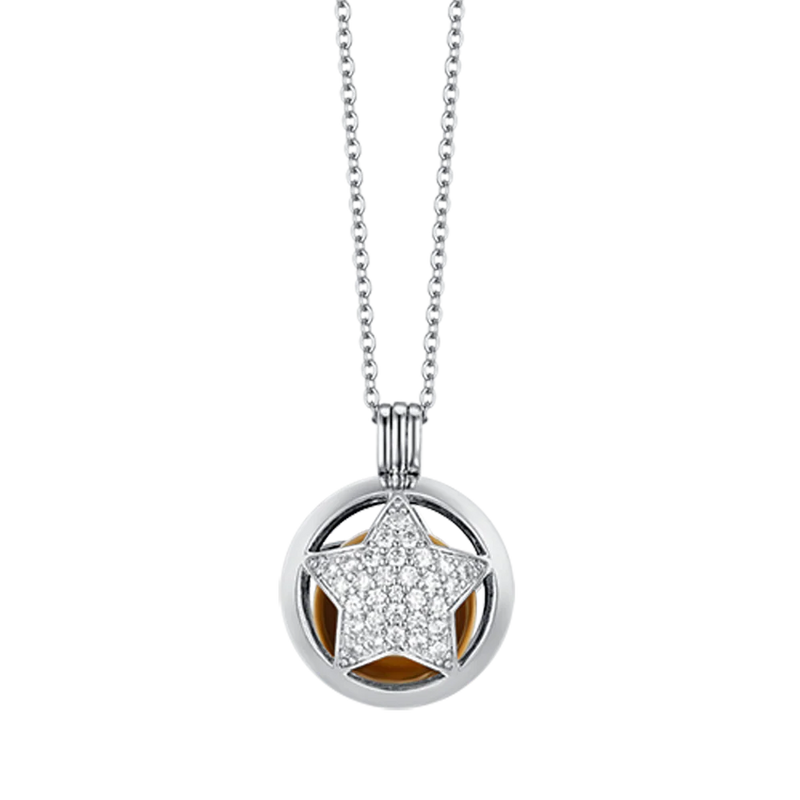 luca barra - COLLANA CHIAMA ANGELI IN ACCIAIO CON STELLA CON CRISTALLI BIANCHI