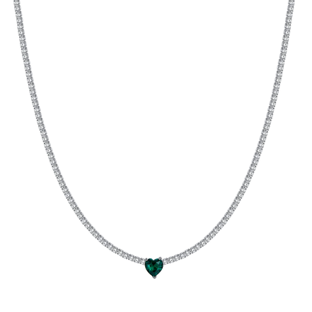 luca barra - COLLANA TENNIS DONNA IN ACCIAIO CON CRISTALLI BIANCHI E CUORE CRISTALLO VERDE