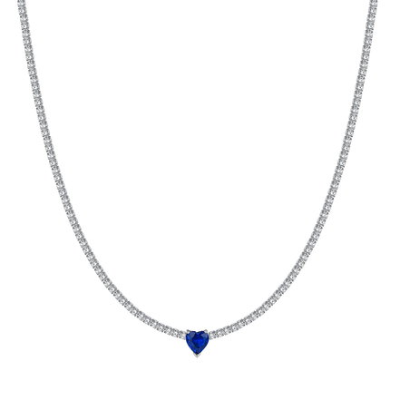 luca barra - COLLANA TENNIS DONNA IN ACCIAIO CON CRISTALLI BIANCHI E CUORE CRISTALLO BLU