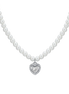 luca barra - COLLANA DONNA IN ACCIAIO PERLE E CUORE ZIRCONE BIANCO