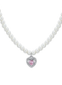 luca barra - COLLANA DONNA IN ACCIAIO PERLE E CUORE ZIRCONE ROSA