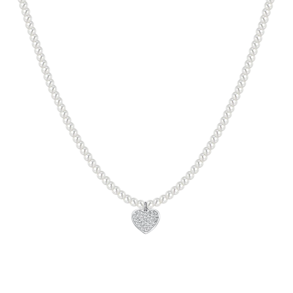 luca barra - COLLANA DONNA IN ACCIAIO PERLE E CUORE