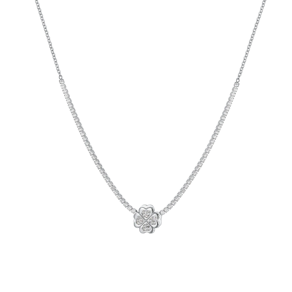 luca barra - COLLANA TENNIS DONNA IN ACCIAIO QUADRIFOGLIO GIREVOLE