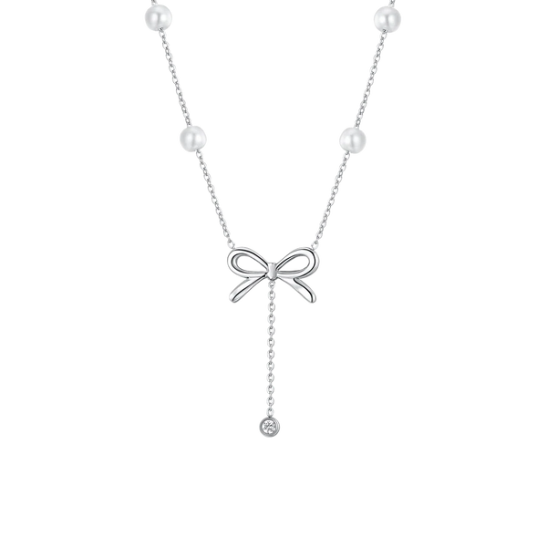 luca barra - COLLANA DONNA IN ACCIAIO FIOCCO E CRISTALLO