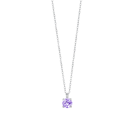 luca barra - COLLANA DONNA IN ACCIAIO ZIRCONE VIOLA