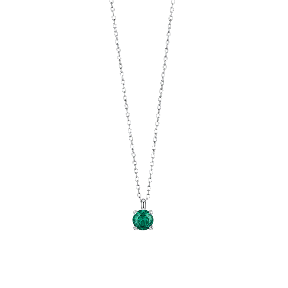 luca barra - COLLANA DONNA IN ACCIAIO ZIRCONE VERDE