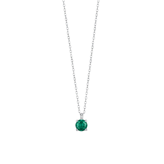 luca barra - COLLANA DONNA IN ACCIAIO ZIRCONE VERDE