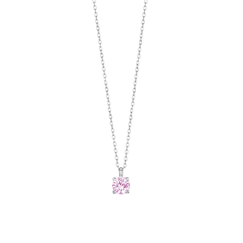 luca barra - COLLANA DONNA IN ACCIAIO con zircone rosa