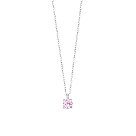 luca barra - COLLANA DONNA IN ACCIAIO con zircone rosa