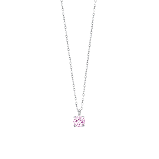 luca barra - COLLANA DONNA IN ACCIAIO con zircone rosa