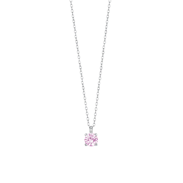 luca barra - COLLANA DONNA IN ACCIAIO con zircone rosa