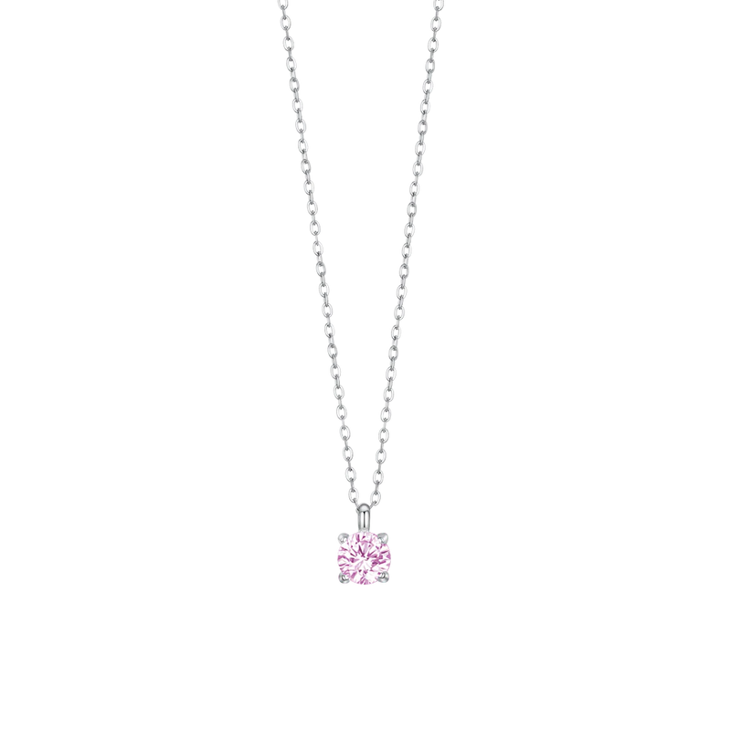 luca barra - COLLANA DONNA IN ACCIAIO con zircone rosa