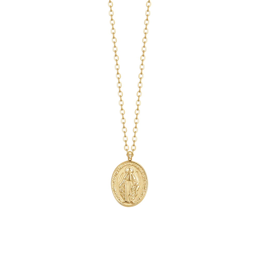 luca barra - COLLANA DONNA IN ACCIAIO IP GOLD, MEDAGLIETTA CON MADONNINA