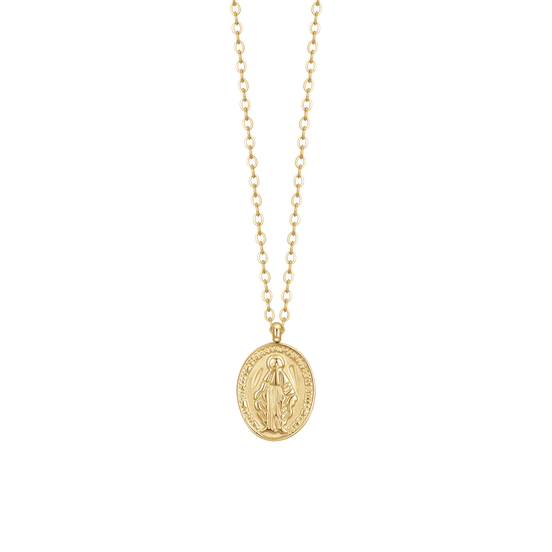 luca barra - COLLANA DONNA IN ACCIAIO IP GOLD, MEDAGLIETTA CON MADONNINA