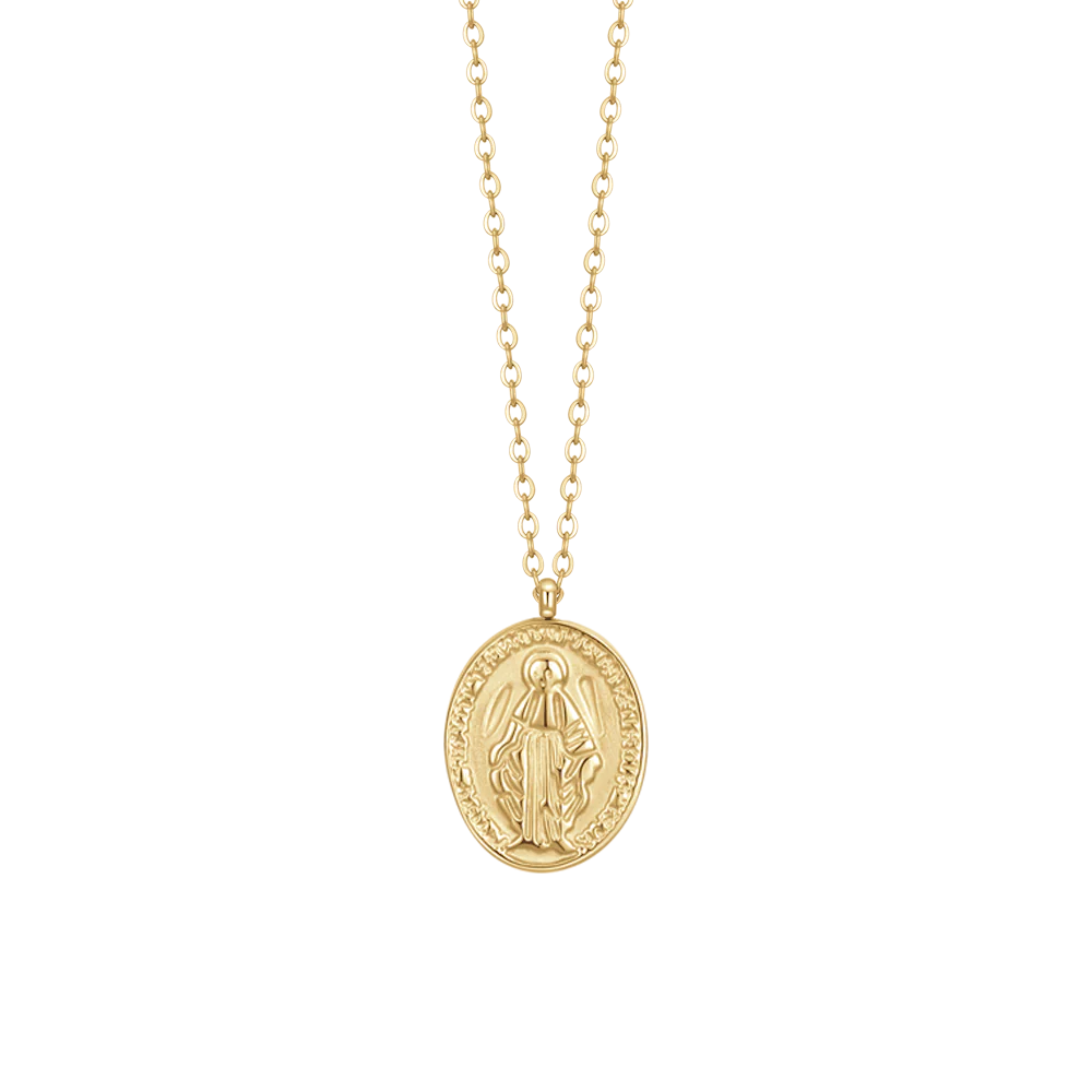 luca barra - COLLANA DONNA IN ACCIAIO IP GOLD, MEDAGLIETTA CON MADONNINA MIRACOLOSA