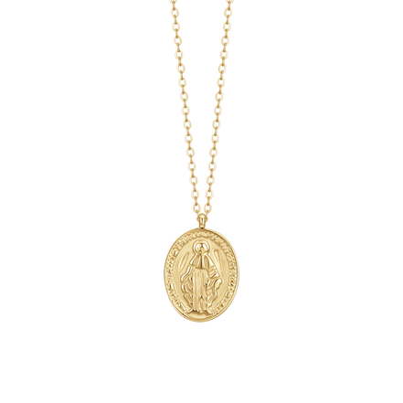 luca barra - COLLANA DONNA IN ACCIAIO IP GOLD, MEDAGLIETTA CON MADONNINA MIRACOLOSA