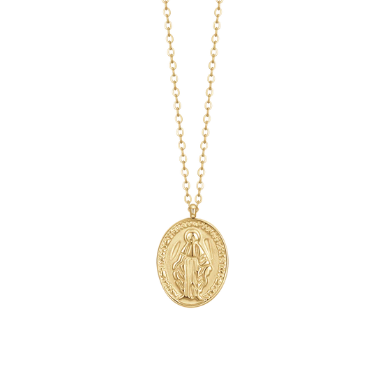 luca barra - COLLANA DONNA IN ACCIAIO IP GOLD, MEDAGLIETTA CON MADONNINA MIRACOLOSA