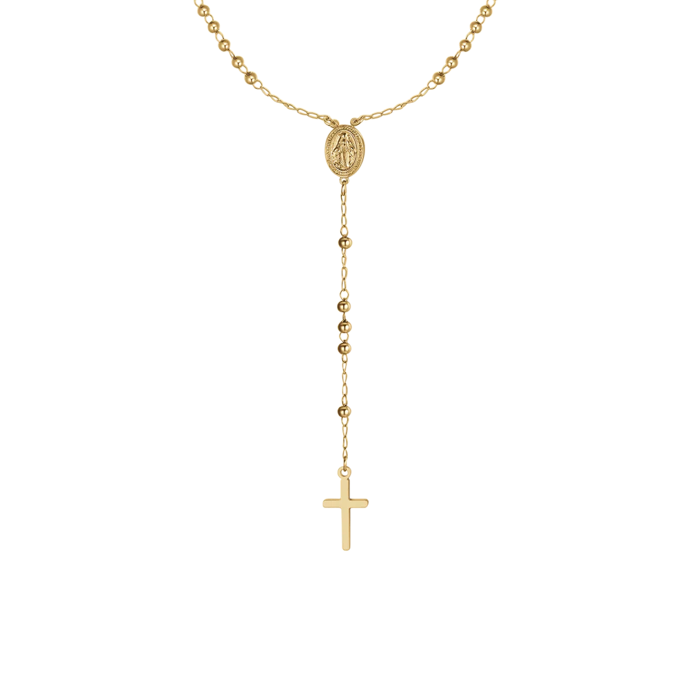 luca barra - COLLANA DONNA ROSARIO IN ACCIAIO IP GOLD