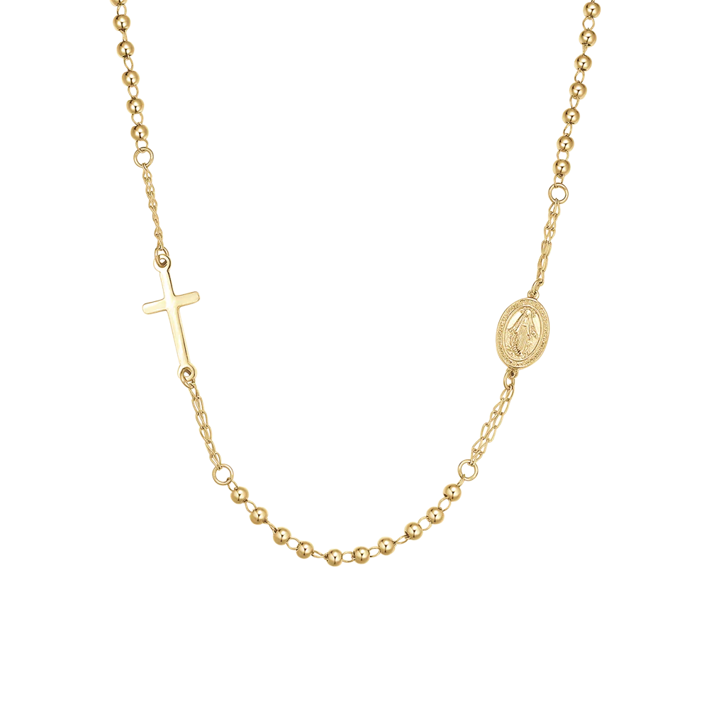 luca barra - COLLANA DONNA ROSARIO IN ACCIAIO IP GOLD