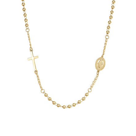 luca barra - COLLANA DONNA ROSARIO IN ACCIAIO IP GOLD