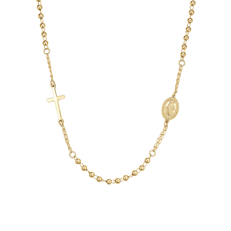 luca barra - COLLANA DONNA ROSARIO IN ACCIAIO IP GOLD