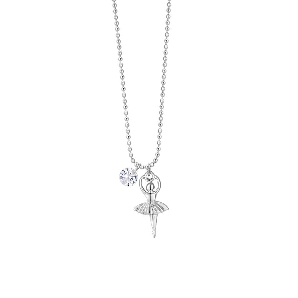 luca barra - COLLANA DONNA IN ACCIAIO CON BALLERINA E ZIRCONE BIANCO